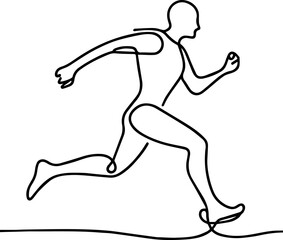 Fototapeta premium Line drawing of Runner sprinting on white background