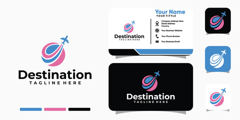 Traveling Destination logo design and business card template