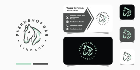 Horse Head logo design and business card template