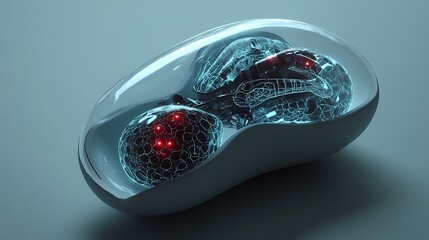 Futuristic Bio-Organic Sphere Encased in a Transparent Pod