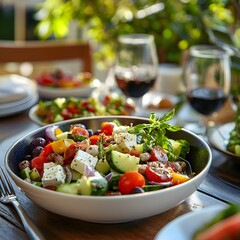 Vibrant Fresh Vegetable Salad with Feta Cheese  A Delicious Summer Dish
