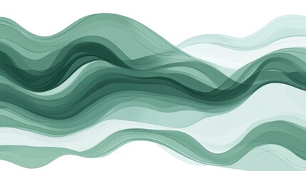 Calming Abstract Wave Design in Varying Shades of Green Tones