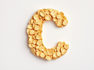 Obraz premium a letter C made of cereal. Minimalistic design on a plain white background.