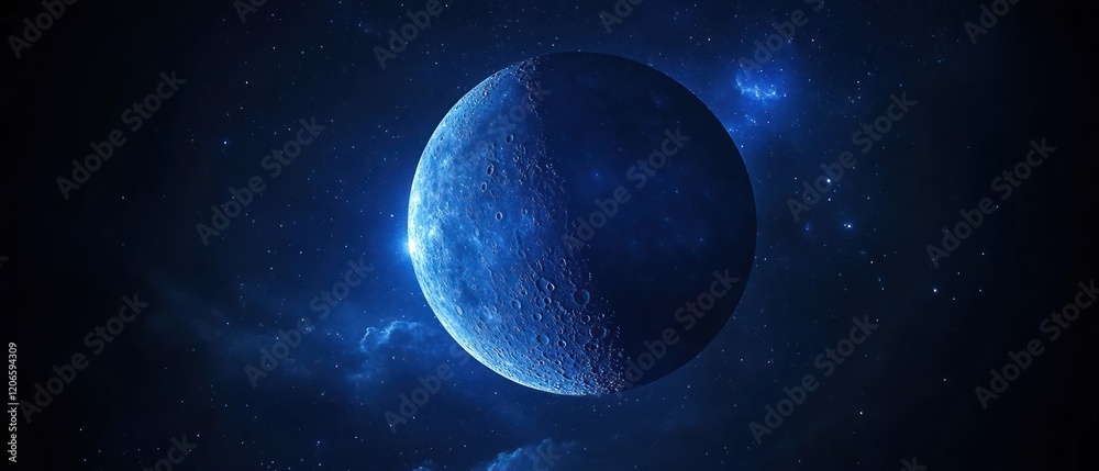 Canvas Prints mesmerizing cosmic sphere in a deep blue nebula: a celestial wonder