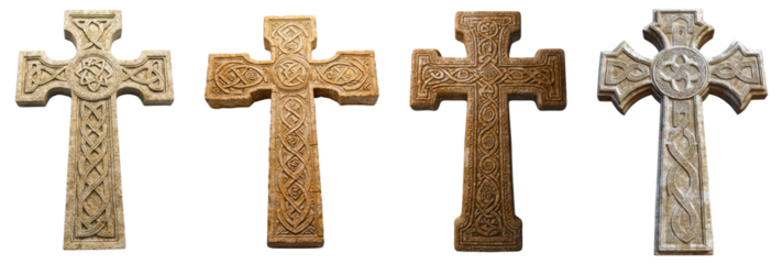 Celtic Crosses Display Historical Site Photography Ancient Artifacts Close-Up Cultural Heritage