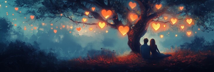 Romantic Valentine's Day Background with Heart Lights