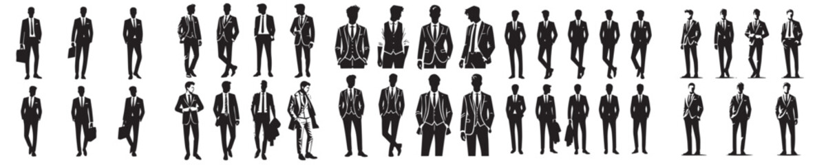 collection of vector icons of male silhouette models wearing suits © sarah16blakeyxh2