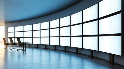 Modern Control Room with Panoramic City View at Sunrise