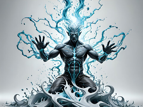 Water element of spirit or god or devil isolated on white background. 300dpi