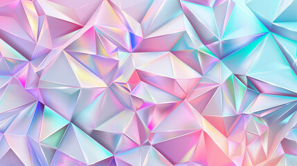 Vibrant iridescent geometric abstract design with pastel hues and crystalline texture
