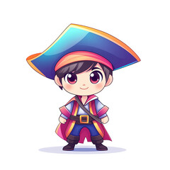 Adventurous pirate character digital art studio cartoon style colorful background whimsical view fantasy concept
