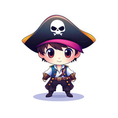 Adventurous pirate character digital art cartoon style whimsical environment front view playful concept