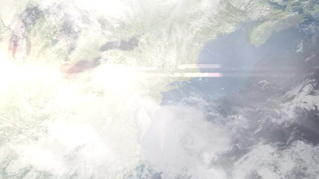 Earth zoom in from space and focus on Irvington, New Jersey, USA. Background for travel blog or intro. Satellite view. 3D style animation. Images from NASA.