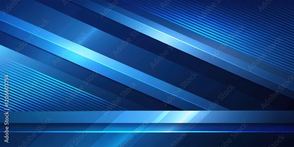 Sticker dynamic abstract blue diagonal lines background design featuring shiny stripes and glowing accents