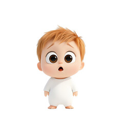Curious baby character cartoon style digital art vibrant atmosphere close-up view playful concept