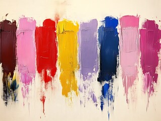 Fototapeta premium Colorful oil paint swatches on canvas.