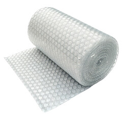 Transparent Bubble Wrap Roll Unrolling to Showcase Air-Filled Texture