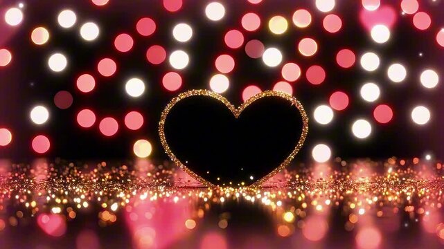 Valentine background with heart shaped and bokeh, luxury and glamous. 4k