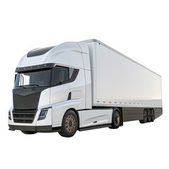 White Nikola Tre Battery Electric Semi-Truck Transporting Freight