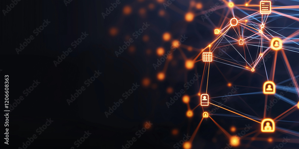 Aufkleber Network connecting user icons and data blocks representing global communication