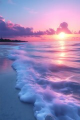 Serene sunrise over ocean waves.