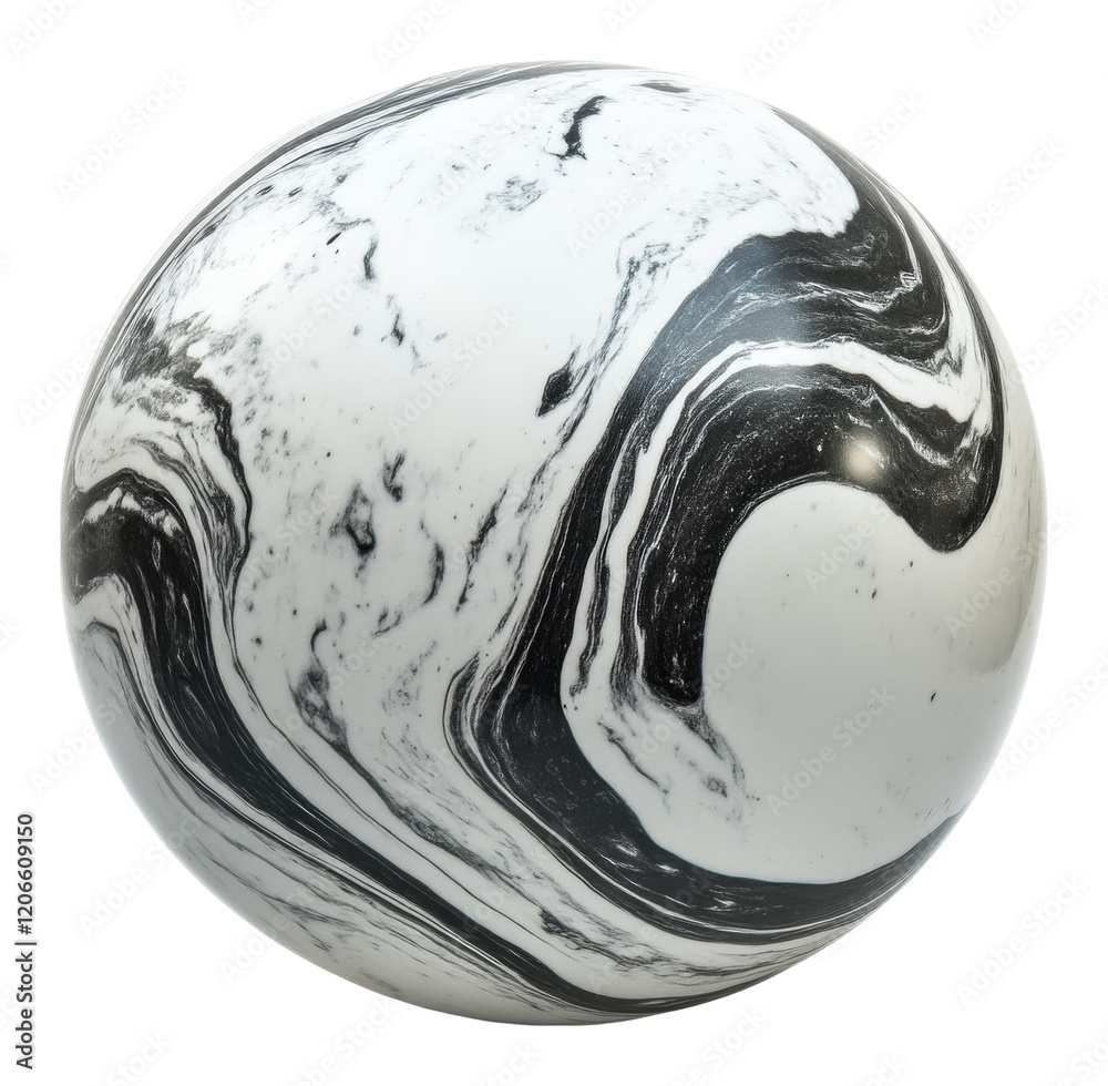 Aufkleber black and white marbled sphere with abstract swirling patterns
