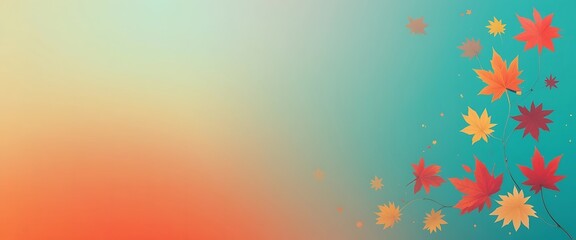 Autumn Leaves Background Teal Orange Gradient Design