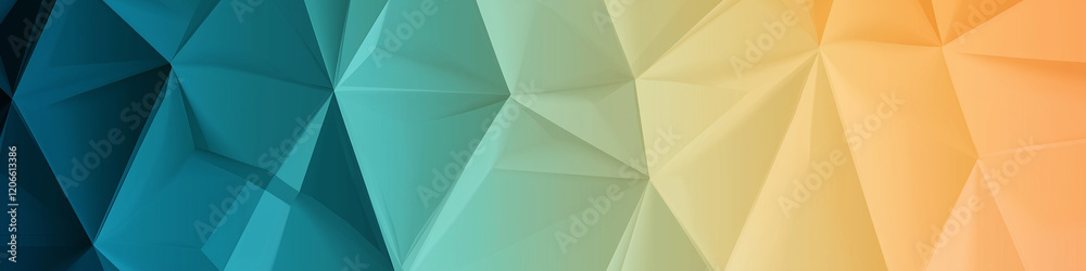 Poster gradient polygonal background changing from blue to yellow