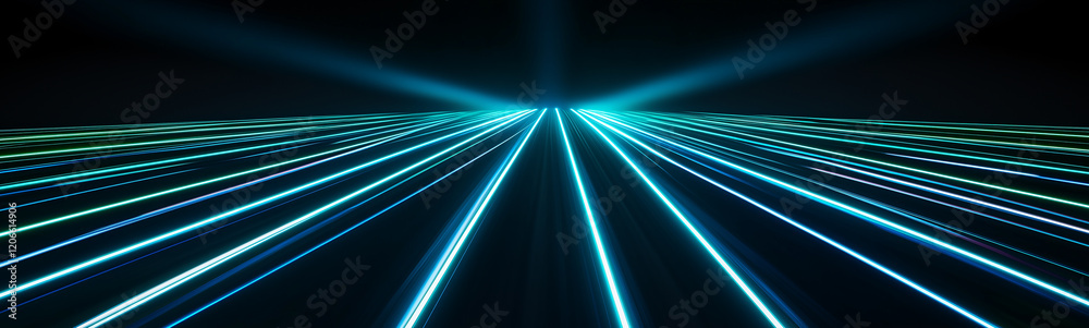 Aufkleber Light trails converging towards a bright light source in the dark