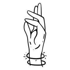 Mystical Celestial Icon with Doodle Style. Flat Vector Illustration