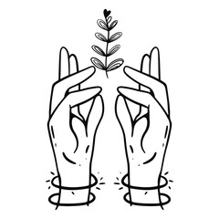 Mystical Celestial Icon with Doodle Style. Flat Vector Illustration