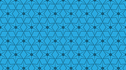Star shape luxury pattern design with 3d circle centre of each shape | Seamless pattern design with sky, blue colour | Pattern background for web, banner, corporate, fabric, texture, cultural program