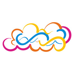 Line drawing cloud colorful design art vector