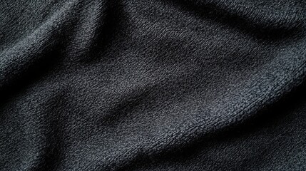 Fototapeta premium Deep Charcoal Fabric on Black Background with Subtle Texture Details