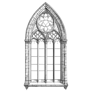 Church window architecture drawing arched vector