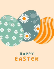Easter greeting card. Easter design with colorful eggs.