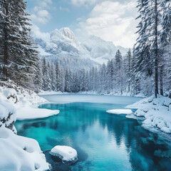 landscape with lake and mountains