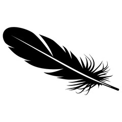 Fototapeta premium Thin and long feather flying black silhouette vector