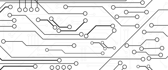Vector Technology black circuit diagram concept. Abstract technology on white background. High-tech circuit board.