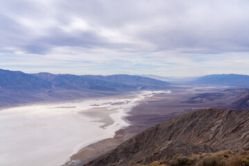 Badwater Basin in Death Valley National Park California Seen from the Mountains