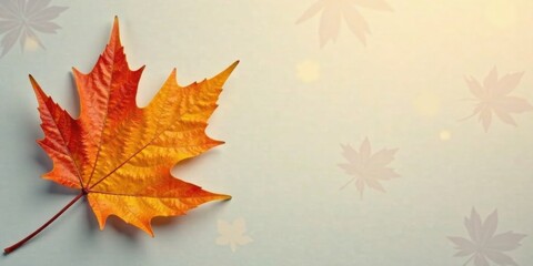 Autumnal Single Maple Leaf on Soft Background, Perfect for Seasonal Designs and Greeting Cards