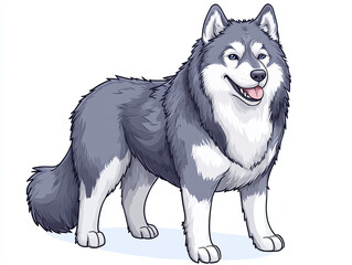Fototapeta premium Smiling Husky Dog Illustration