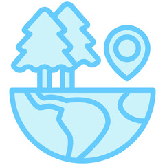 Eco Tourism dual tone blue color icon. use for modern concept, print, UI, UX kit, web and app development. Vector EPS 10, related to business, green industry, eco friendly and economy .