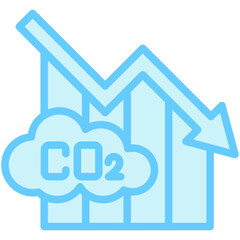 Low Emission dual tone blue color icon. use for modern concept, print, UI, UX kit, web and app development. Vector EPS 10, related to business, green industry, eco friendly and economy .