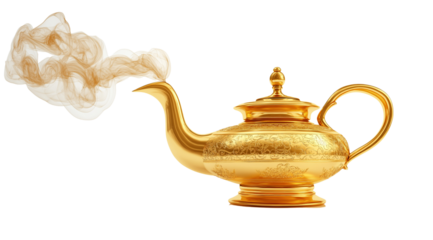 PNG,Ramadan, golden lamp, isolated on white background, created with Generative AI technology.