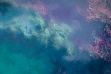Abstract Brush Stroke Painting with Shades of Blue, Purple, and Green.