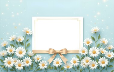 Fototapeta premium Daisy flower frames, plants, templates, anniversaries, cards