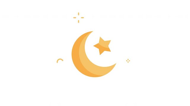 Crescent moon gold star islamic ramadan theme animation 4k resolution alpha channel