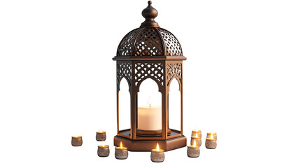 PNG,Ramadan, a lamp with a candle, isolated on white background, created with Generative AI technology.