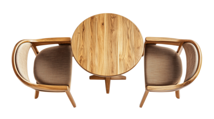 PNG, Home furniture, table with chairs, isolated on white background, created by Generative AI technology.